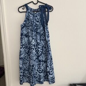 Elegant Navy Tie-Dye Midi Dress